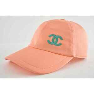 Chanel REV Orange Peach Turquoise Blue CC Logo Baseball Cap Curved Peak Hat